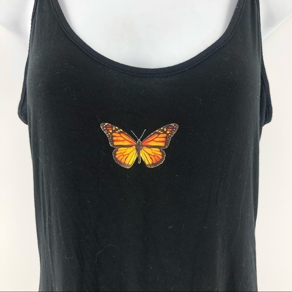 Y2K Butterfly Mini Dress 90’s Style Stretch Bodycon Slip Dress Black Size Large - Picture 3 of 9